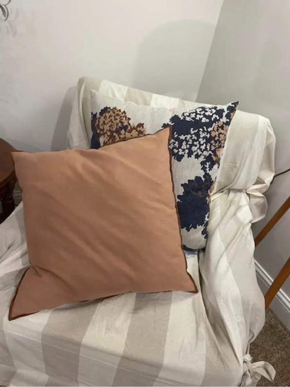 Crate & Barrel Merrow Stitch Organic Cotton Throw Pillow Cover - Desert Pink
